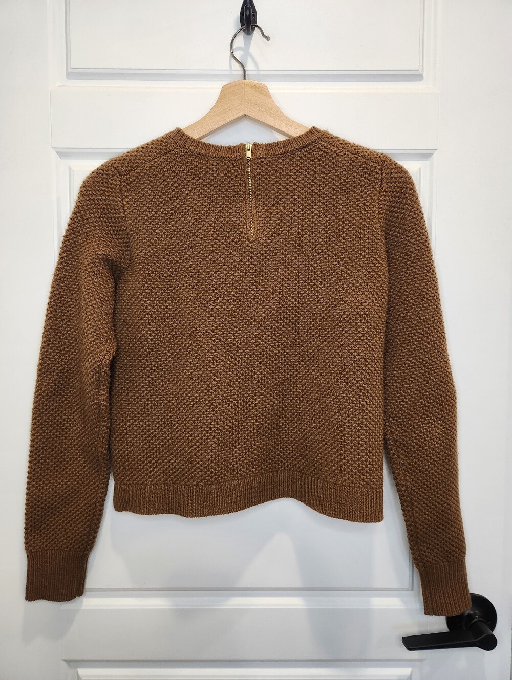 XS J.Crew 100% Wool Women's Brown Crewneck Textured Knit Pullover Sweater - Picture 4 of 6